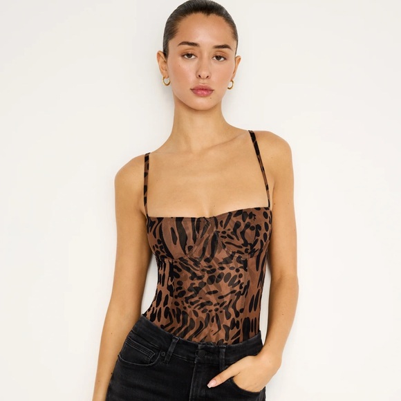 GOOD AMERICAN - MESH BUSTIER BODYSUIT 🐆 - Picture 2 of 11